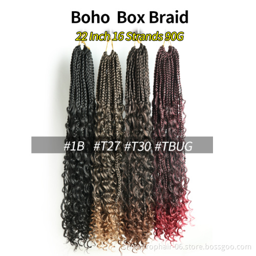 Julianna Synthetic 14 22 Inch Pre Looped  River Crochet Hair With Curly Ends Goddess Knotless Bohemian Boho Box Braids